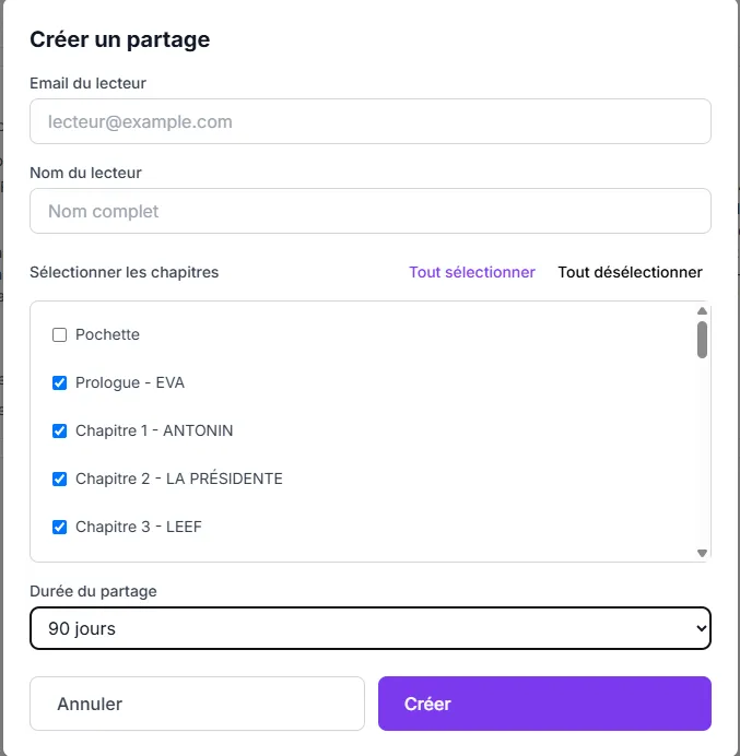 Intrigo Reader — lecture de chapitres partagés